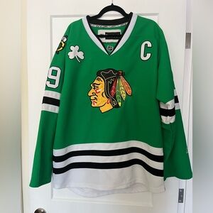 Reebok Chicago Blackhawks Jonathan Toews 19 Green St Patrick's Day Jersey 52 XL